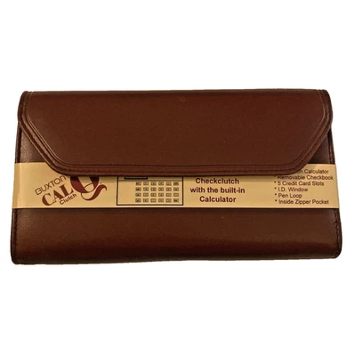 NUEVO CON ETIQUETAS De Colección Cartera de Cuero BUXTON CAL-Q Bolso sin asas CALCULADORA FUNCIONA Chequera Bolsillo con Cremallera Foto 1 de 4
