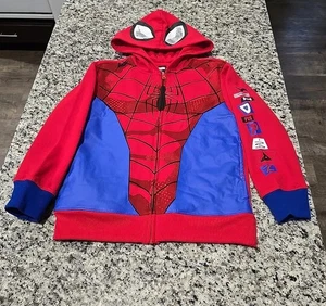 Marvel Kids Spiderman Full Zip Hooded Jacket Size 6-7 Costume Halloween Cosplay - Picture 1 of 10