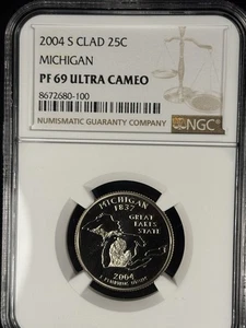 2004 S Clad 25C Michigan State Quarter NGC PF69 Ultra Cameo - Picture 1 of 4