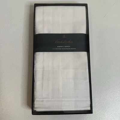 New Brooks Brothers Bakers Dozen (11 Count) 100% Cotton White Handkerchiefs - Image 1 of 3