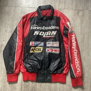 Rare Vintage Harley-Davidson Nolan Racing Jacket 70s 80s No. 1 Sz L Motorcycle - Picture 1 of 6