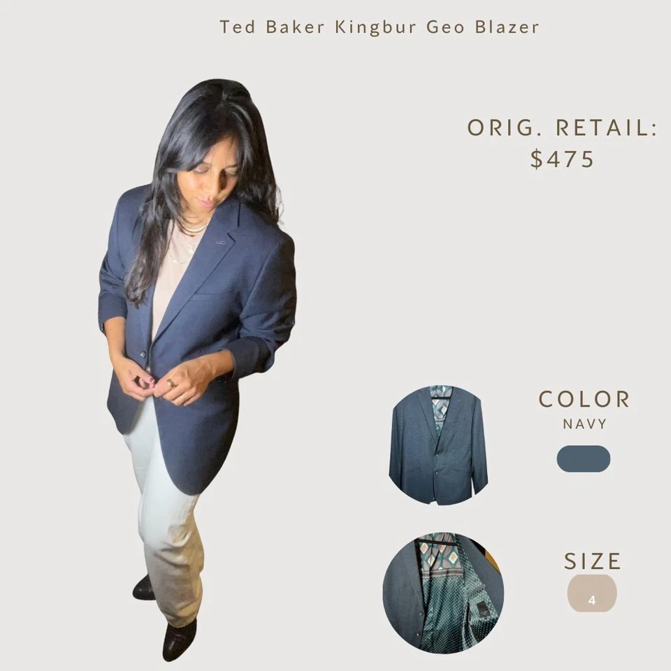 Ted Baker Kingbur Geo Navy Blazer - Size 4- Corpcore trend - Image 1 of 4