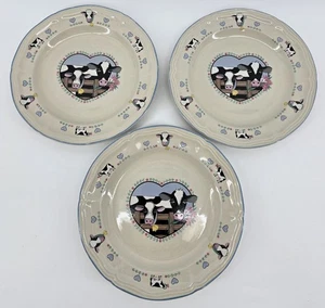 Vintage Tienshan Steinzeug Butterdose Kühe Salatteller 3er Set Bauernhaus Land 90er - Bild 1 von 8