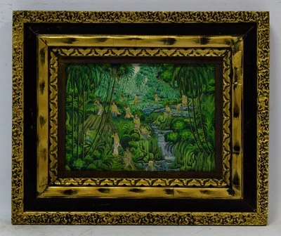 Altes Gemälde, Akt, ‚Leben im tropischen Paradies‘, Öl, signiert, 35,5 x 29,5 cm - Bild 1 von 4