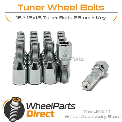 Wheel Bolts (16) Tuner Chrome for Vauxhall Astra [F] 91-98 on Aftermarket Wheels - Image 1 of 4