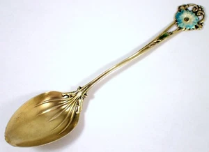 Antique Vtg Whiting Sterling Enamel Daisy Flower Gold Vermeil Demitasse Spoon - Bild 1 von 8