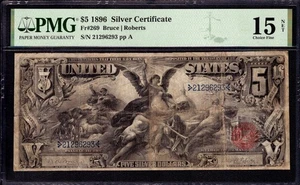 1896 $5 SILVER CERTIFICATE EDUCATIONAL NOTE FR.269 BRUCE ROBERTS PMG CHOICE F 15 - Picture 1 of 4