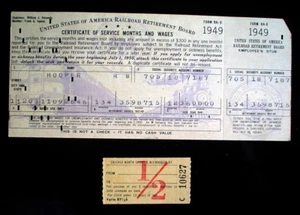 IBM 147950X 1949 TARJETA DE COMPUTADORA PARA TABLERO DE RETIRO FERROVIARIO + BOLETO PARA PASE - Imagen 1 de 4