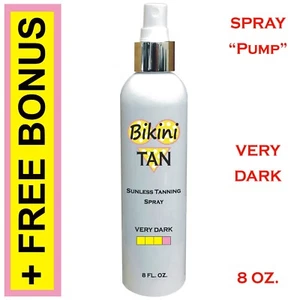 BIKINI TAN - Sunless Self Tanning Spray (Pump) VERY DARK 8 oz + Best Tanner Mitt - Picture 1 of 11