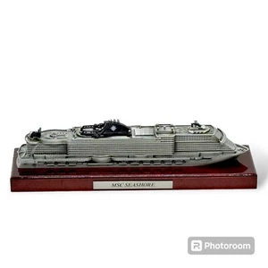 MSC SEASHORE Cruise Ship Model Press-Cast Wood Base 11" Italy MINT READ - Picture 1 of 6