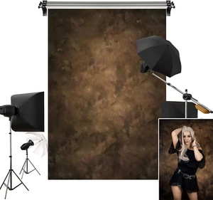 5X7Ft/1.5M(W) X2.2M(H) Brown Photography Backdrop Portrait Abstract Texture Fabr - Picture 1 of 5