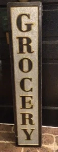 Antique Vintage Farmhouse Rustic Distressed Iron GROCERY Wall Sign Plaque 36”x7" - Picture 1 of 24