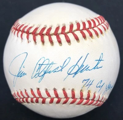 Jim Catfish Hunter Cy Young 1974 Signed Baseball JSA LOA - Image 1 of 3