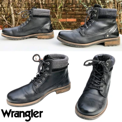Wrangler Men's Hill Tweed Soho Boots BLACK Leather, Padded Collar, Eu 44 | UK 10 - Image 1 of 4