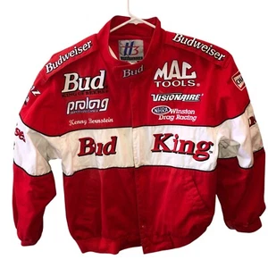 Vintage Budweiser Mens Size XL Red Kenny Bernstein Bud King Racing Jacket Damage - Picture 1 of 13