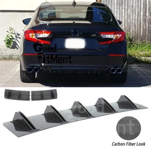 Difusor labial parachoques trasero de carbono 10 aletas alerón divisor para Honda Accord sedán - Imagen 1 de 14