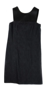 Lauren Ralph Lauren Women's Black Denim Faux Leather Lined Dress Ret $134 New - Picture 1 of 5