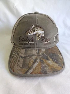 Eddy's Resort MN Baseball Cap Camo Real Tree Embroidered Fish Strap back Adult - Picture 1 of 6