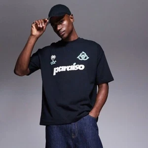 Camiseta oversize con gráfico deportivo paraíso en negro grande de ASOS DESIGN - Imagen 1 de 7