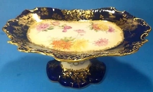 Hammersley Viktorianisches Porzellan Oval Kobaltblau Gold Standfuß Dessert Kompott - Bild 1 von 15