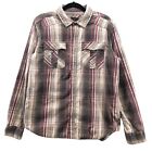 Prana Mens Organic Cotton Midas Long Sleeve Shirt Size M Plaid Brown M2mida313