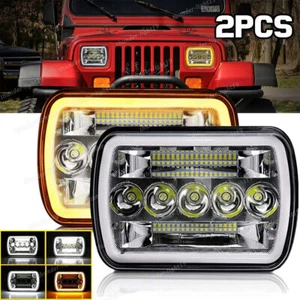 For Chevy Express Cargo Van 1500 2500 3500 Pair 7x6 5x7 LED Headlights Hi/Lo DRL - Picture 1 of 12