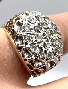 10k yellow Gold 19 White Dia 7.6 Grm Size 10.5 Men's Cluster Ring 1.0 Ct Approx. - Picture 1 of 7