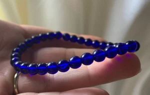 6 mm WUNDERSCHÖNES SELTENES SIBIRISCHES BLAUQUARZ BLAUER STRAHLENQUARZ KRISTALL ARMBAND - Bild 1 von 4
