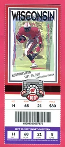 FOOTBALL FULL TICKET! 9/30/17 WISCONSIN/NORTHWESTERN - Picture 1 of 1