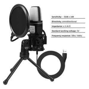 USB Computer Professional Condenser PC Microphone For Windows/Mac Plug & Play - Picture 1 of 22