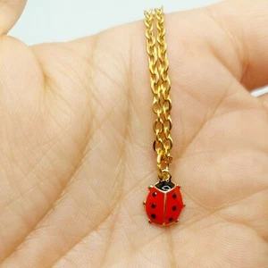 Ladybug charm necklace- stainless steel 18 inch chain- US seller - Picture 1 of 2