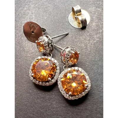 Pendientes Charles Winston para Bella Luce champán circonita cúbica halo poste esterlina Foto 1 de 4