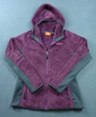 Merrell Jacket Womens Medium Purple Gray Polartec Full Zip Hoodie Outdoor Fleece - Image 1 of 4