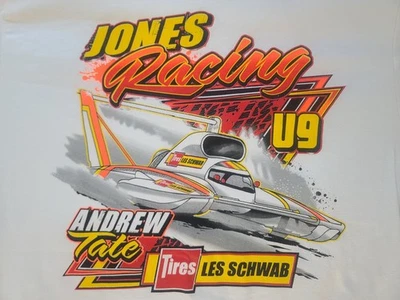 Camiseta del equipo Jones Racing Hydroplane 2018 Andrew Tate U9 Les Schwab talla mediana Foto 1 de 4