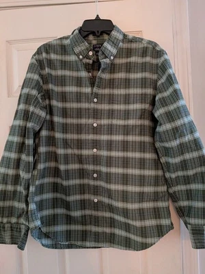 J Crew Flex Oxford Men's Size Large Slim Green Plaid Long Sleeve Button Down - Image 1 of 2