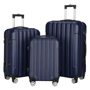 20/24/28" 3pcs Travel Spinner Trolley Suitcase Luggage Set w/ TSA Lock Navy Blue - Picture 1 of 9