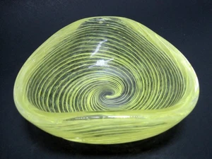 VTG Murano Swirled Yellow Ashtray/Bowl 5" - Picture 1 of 3