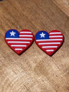 USA - I LOVE USA -Patriotic 2 Charm Bundle fits Crocs And Other Shoes With Holes - Picture 1 of 1