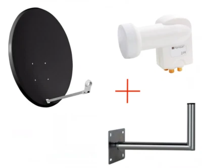Antenna Satellitare COR-800SAE-C 80cm + LNB Quad OPTICUM + Staffa a Parete 40cm