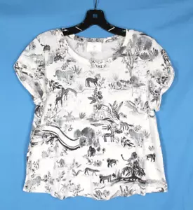 T.LA Anthropologie Gray/Off-White SLUB KNIT Pullover PADUA SAFARI T-SHIRT/TOP S - Picture 1 of 5