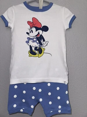 Conjunto de pijama Gap meninas tamanho 4 anos Disney Minnie Mouse bolinhas algodão orgânico - Imagem 1 de 4