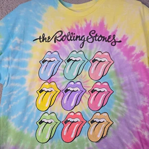 ROLLING STONES TIE DYE SHIRT Mens Extra Large XL BLUE Pink CASUAL Logo NWT - Picture 1 of 10