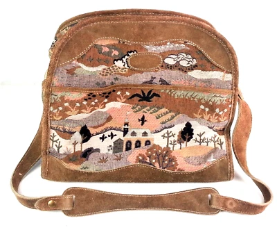 Tapestry Carry On Bag The French Company Countryside Suede Leather Strap Accents - Image 1 of 4