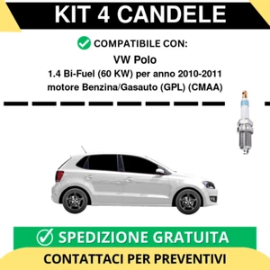 KIT 4 CANDELE per VW Polo 1.4 Bi-Fuel 60 kw anno 2010-2011 - Foto 1 di 2