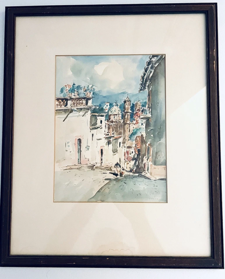 Pintura Acuarela Original Por Jaime Oates Taxco Artista Mexicano - Raro Hallazgo Foto 1 de 4