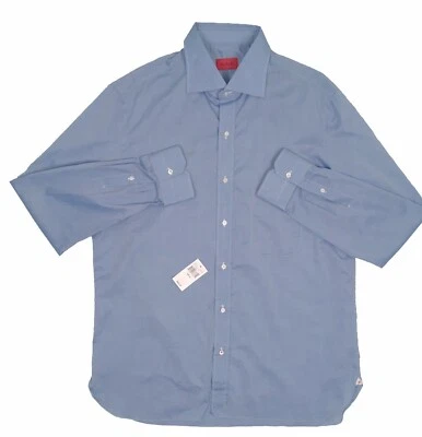 ¡NUEVA CAMISA DE VESTIR $695 Isaia Napoli!  US 17.5 e 44 Clásico Azul Ligero   Foto 1 de 2
