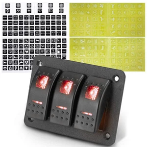 3 Gang Toggle Rocker Switch Panel Red LED Light for ATV Marine Boat Waterproof - Picture 1 of 7