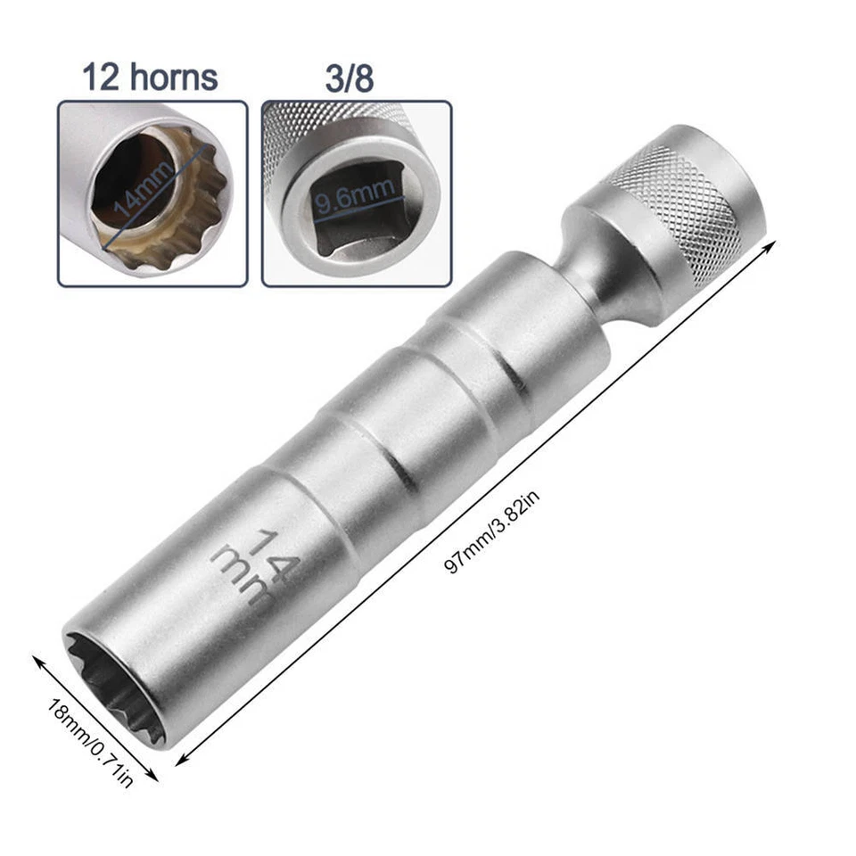 Zündkerzen Nuss 14 mm 3/8" Kerzenschlüssel mit Gelenk Zwölfkant Magnet Für BMW w - Image 1 of 1