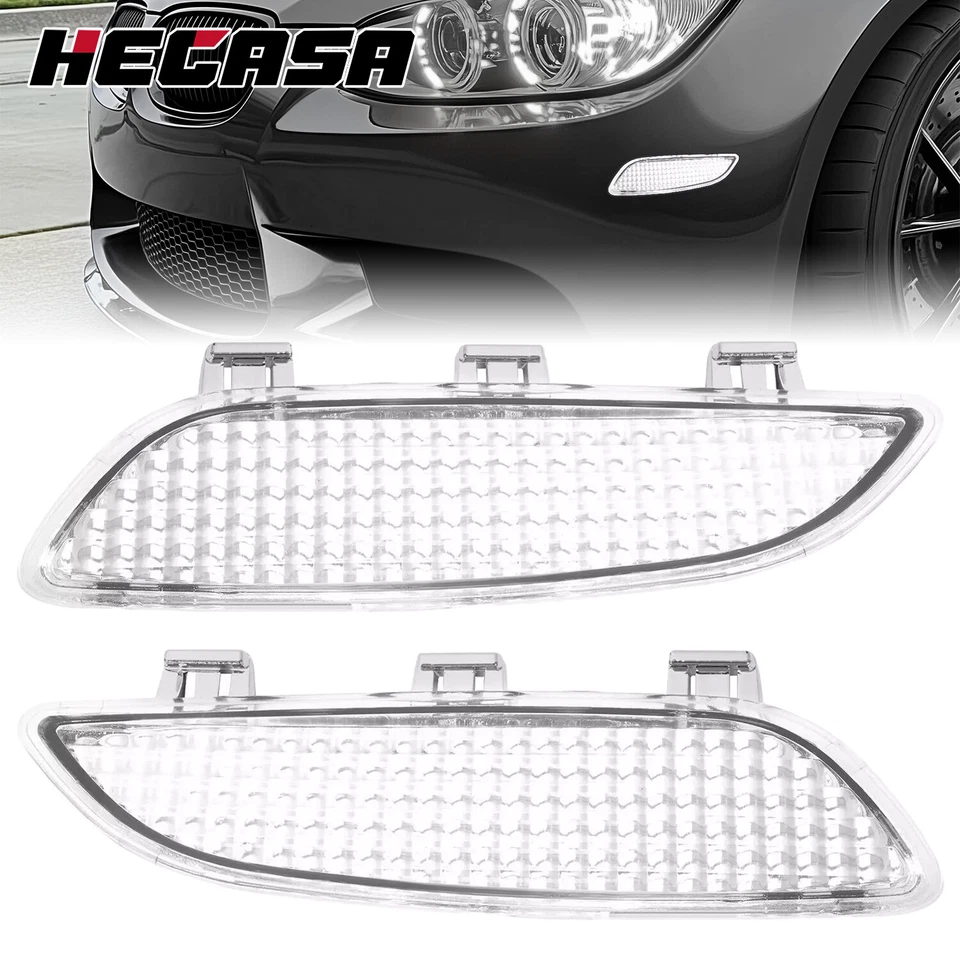 Reflector de luces de señalización laterales de parachoques delantero transparente para BMW M3 E90 E92 E93 2008-13 Foto 1 de 4