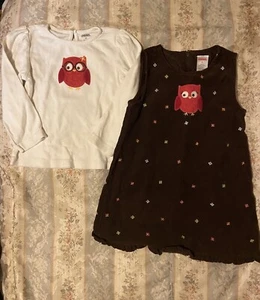 Gymboree Otoño Homecoming Marrón Búho Pana Jumper Vestido Camiseta Set Niñas 3T - Imagen 1 de 1